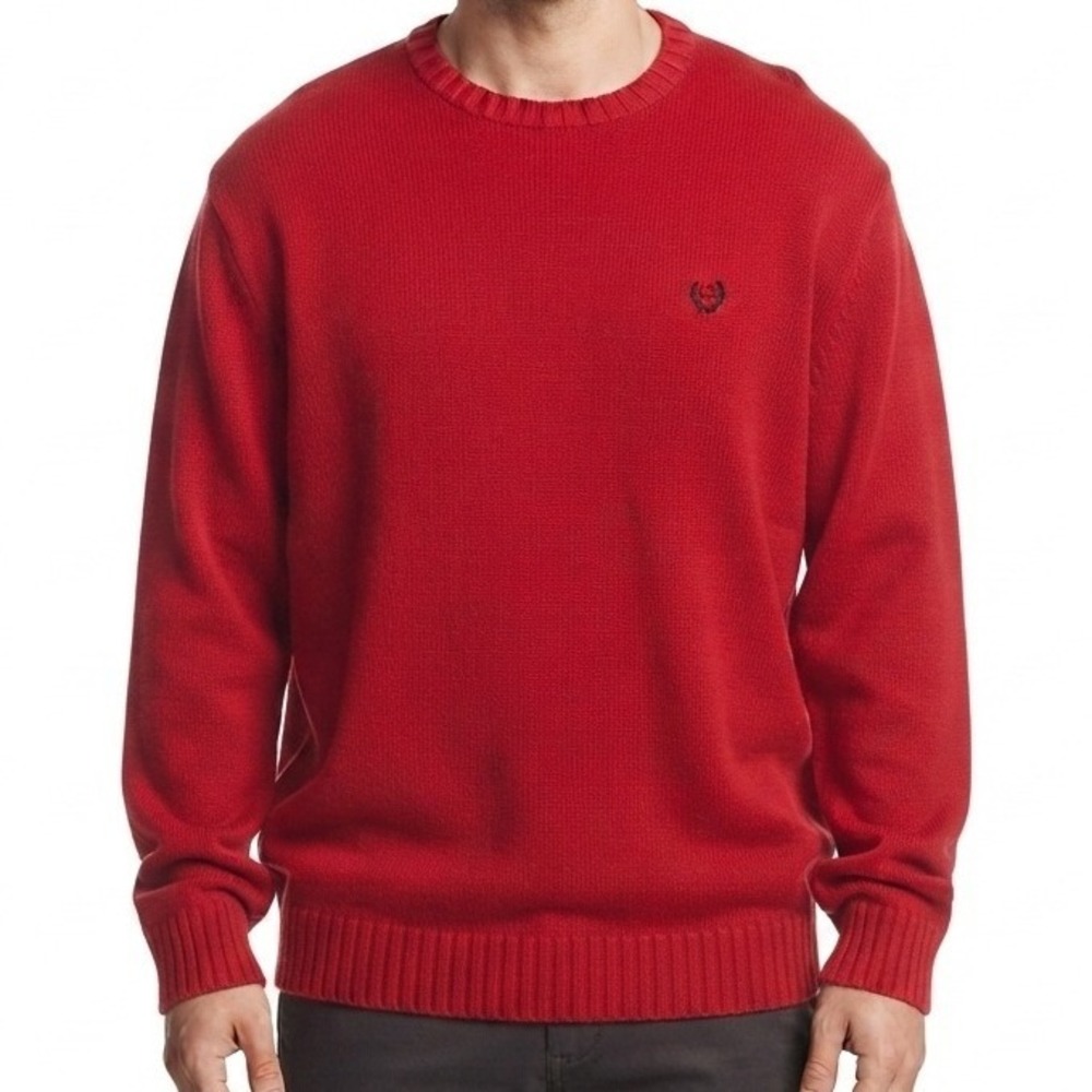 Chaps Sweater Mens XL Red Cotton Crewneck Pullover Classic Knit‎ Preppy NWT